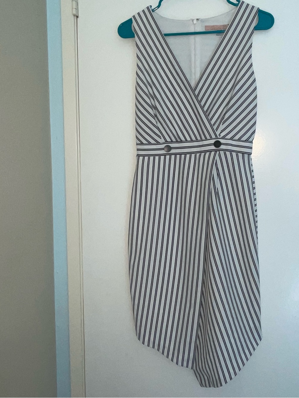 Hutch Striped Dress Small Asymmetrical Hem Black and White